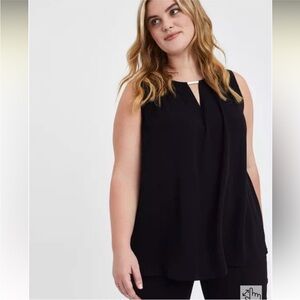 NWT Torrid Rayon Crepe Metal Keyhole Tank Black Size 1 (14-16)
